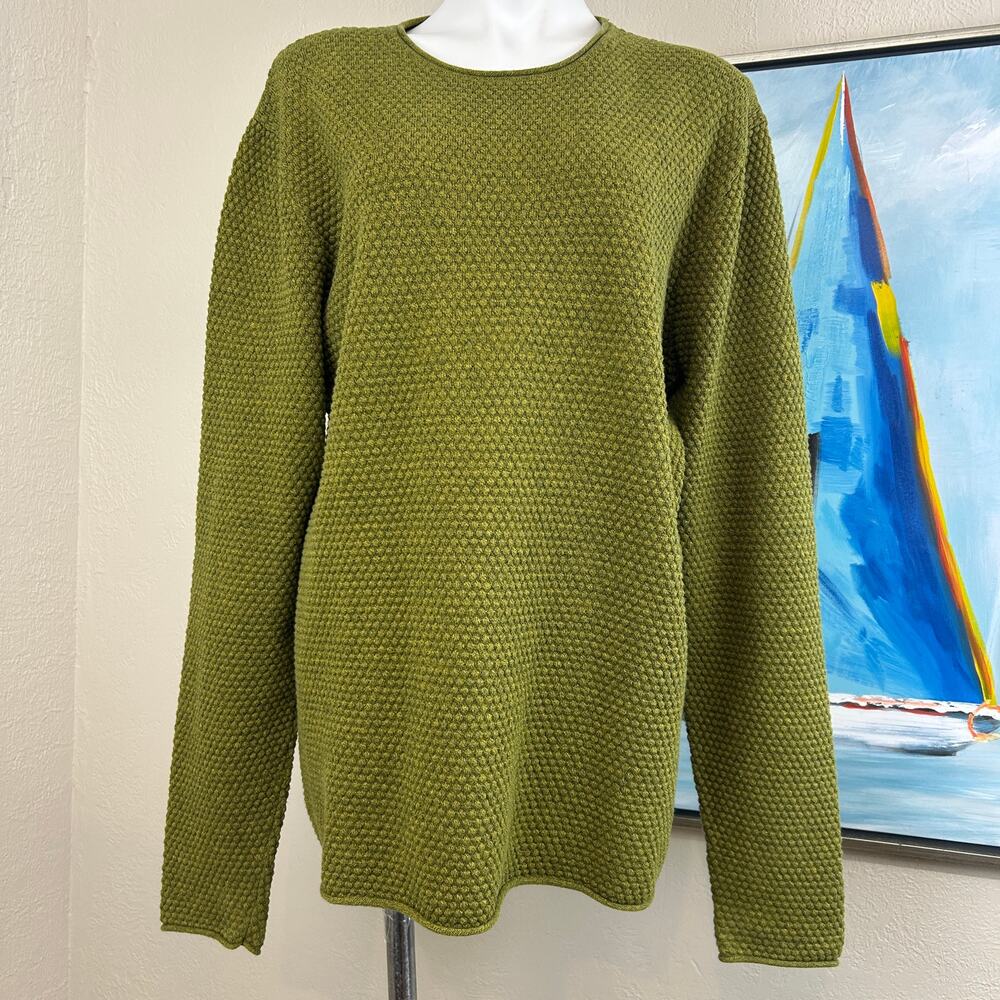ID Menswear Brooklyn Sweater 
Moss green Waffle knit 100% cotton size L